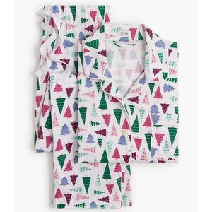 J. Crew Long Sleeve Flannel Holiday Print Pajama Sleep SET Size MP White Multi